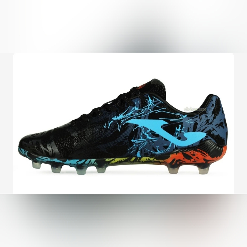 Men's Black and Blue Athletic Soccer Shoes